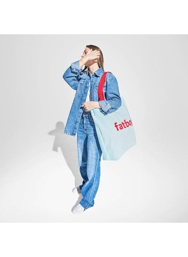 Fatboy حقيبة فات بوي باجي - حقيبة قطنية كبيرة متينة (أزرق فاتح، 61 × 55 سم) | حقيبة تسوق، سفر وتخزين متينة - Image 2